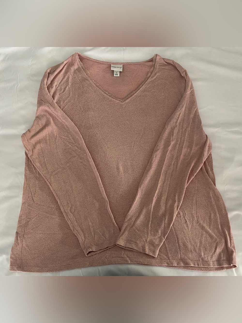 Ava & Viv Dusty Rose V-Neck Long Sleeve Knit Top - Size 1X